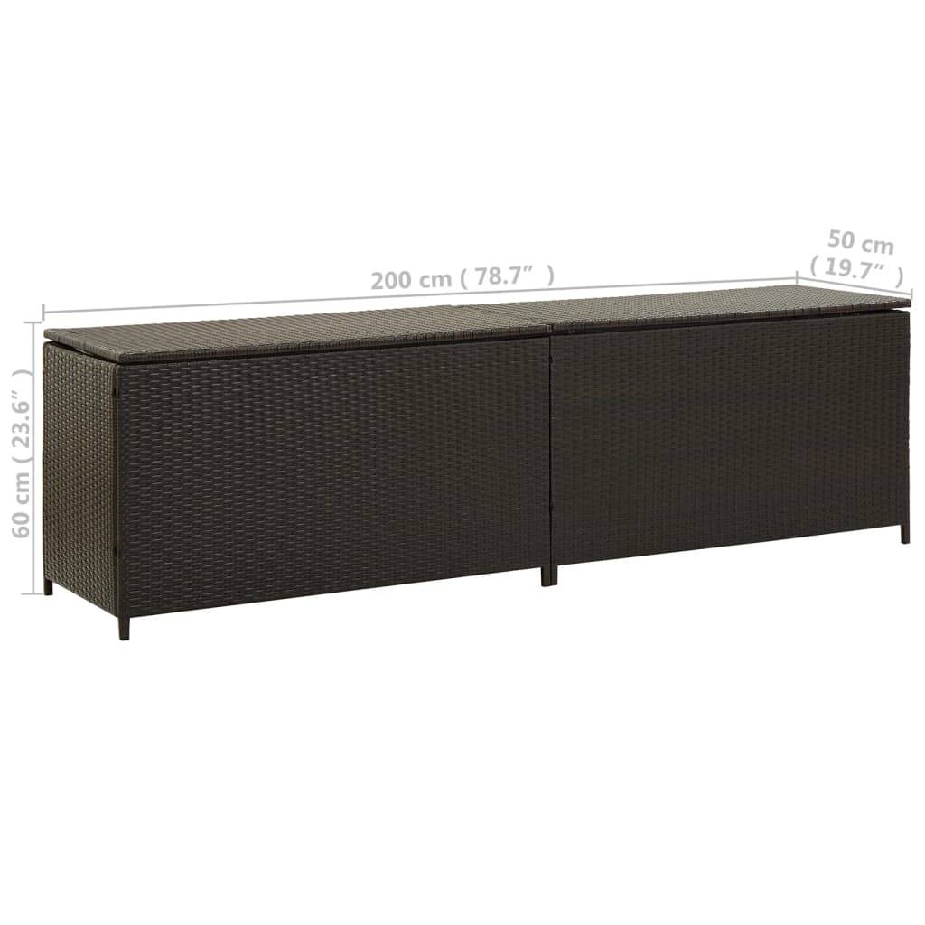 Coffre boîte meuble de jardin rangement résine tressée 200 x 50 x 60 cm marron - Image 7