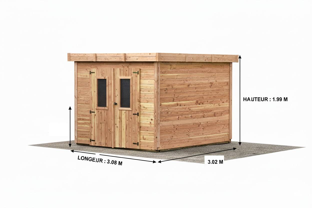 Habrita - Abri Madriers bois massif - 28 mm- surface extérieur 9,30 m2 - Toit plat - couverture polycarbonate - Image 4