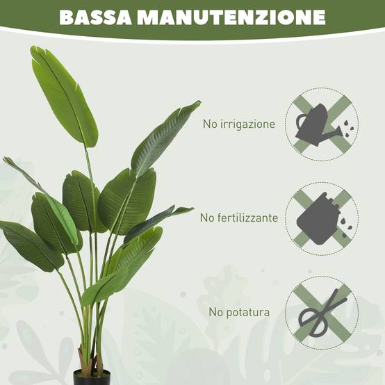 Plante artificielle 160cm, 10 feuilles PEVA vert, pot Ø16,5x13,5cm - Image 8