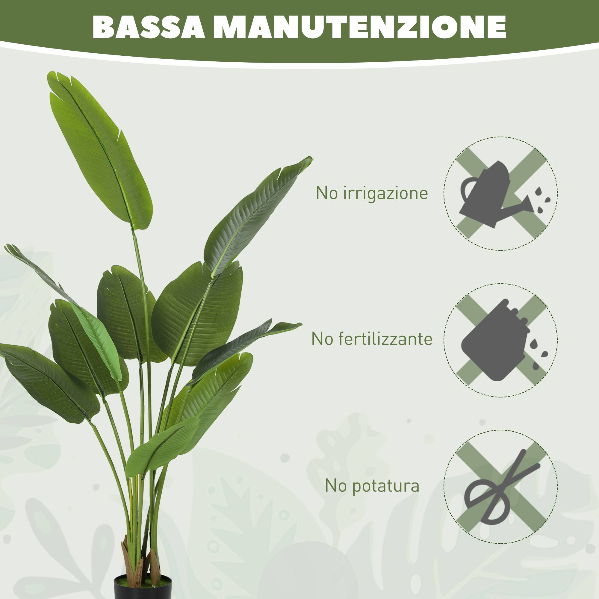 Plante artificielle 160cm, 10 feuilles PEVA vert, pot Ø16,5x13,5cm - Image 8