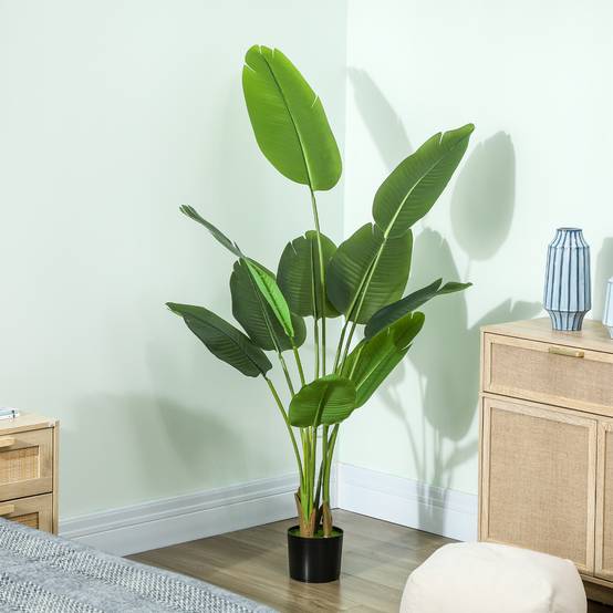 Plante artificielle 160cm, 10 feuilles PEVA vert, pot Ø16,5x13,5cm - Image 10
