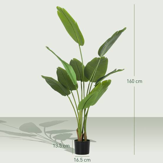 Plante artificielle 160cm, 10 feuilles PEVA vert, pot Ø16,5x13,5cm - Image 5