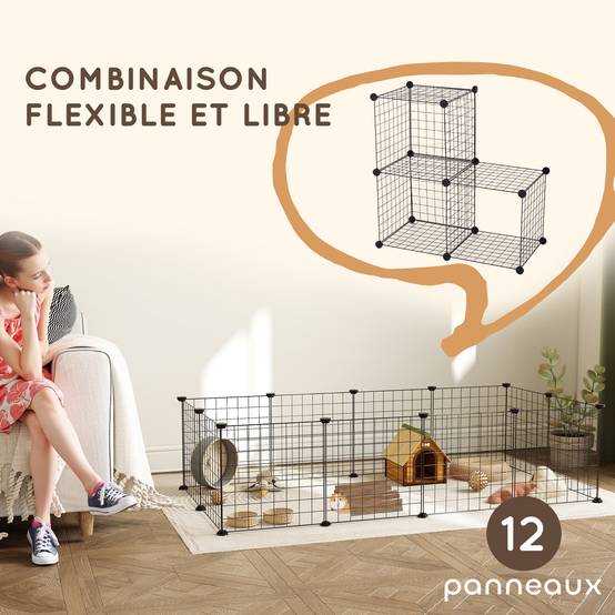 Enclos pour animaux domestiques métal noir 106 x 73 x 36 cm - PANGIVO - Image 6