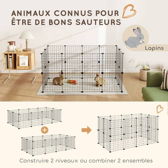 Enclos pour animaux domestiques métal noir 106 x 73 x 36 cm - PANGIVO - Image 9