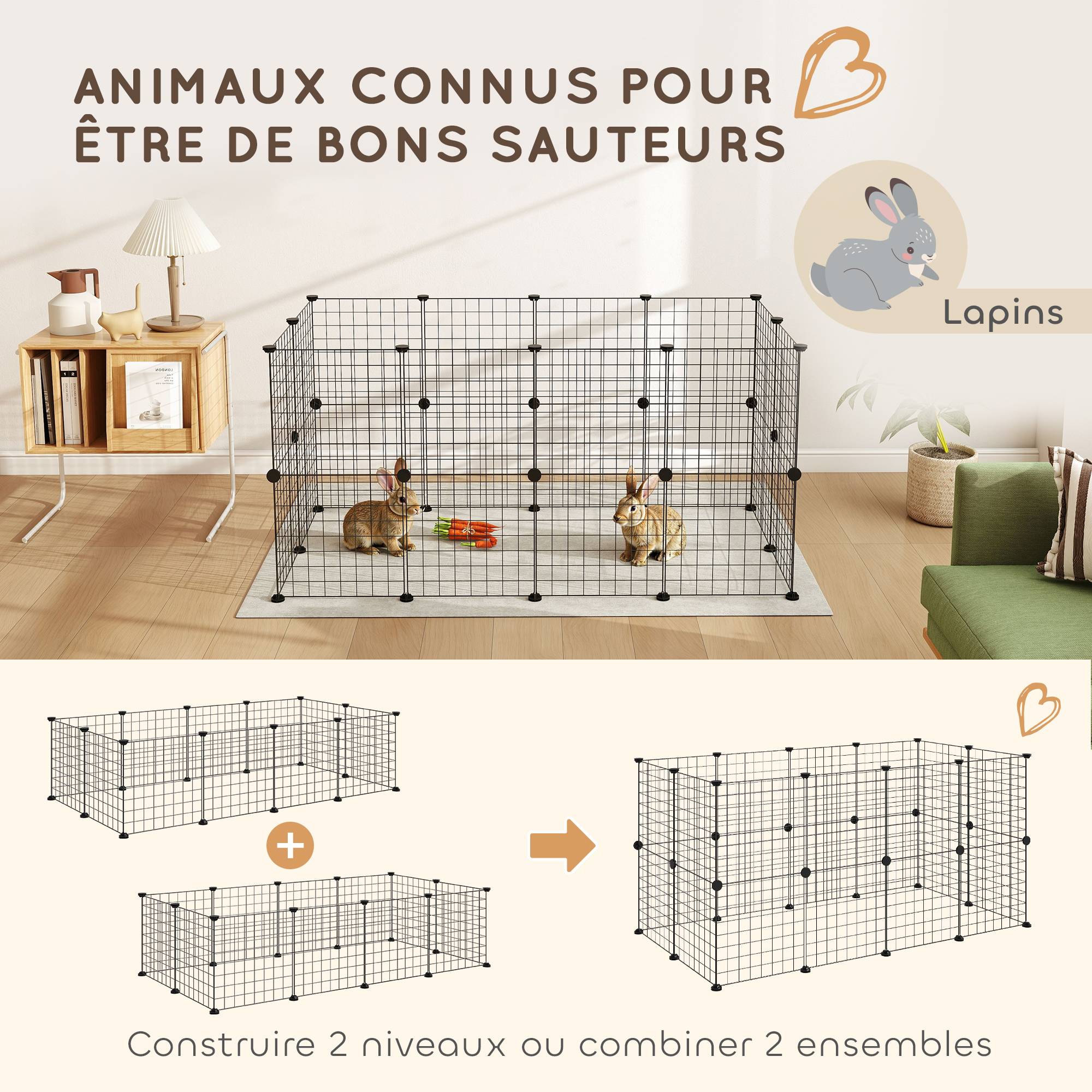Enclos pour animaux domestiques métal noir 106 x 73 x 36 cm - PANGIVO - Image 9