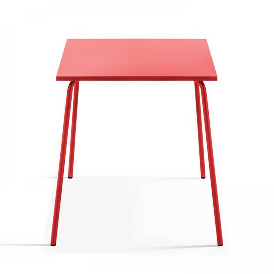 Oviala - Ensemble table de jardin carrée et 2 chaises bistrot rouge Palavas - Oviala - Imagen 3