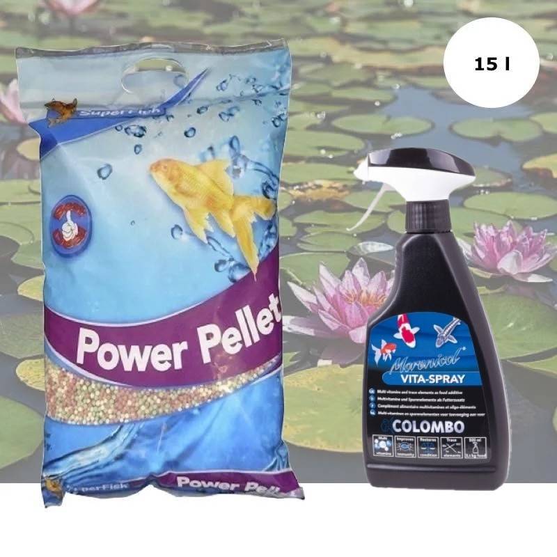 Pack Granulés 15 L + Spray Vitaminé – Poissons de Bassin et Étangs