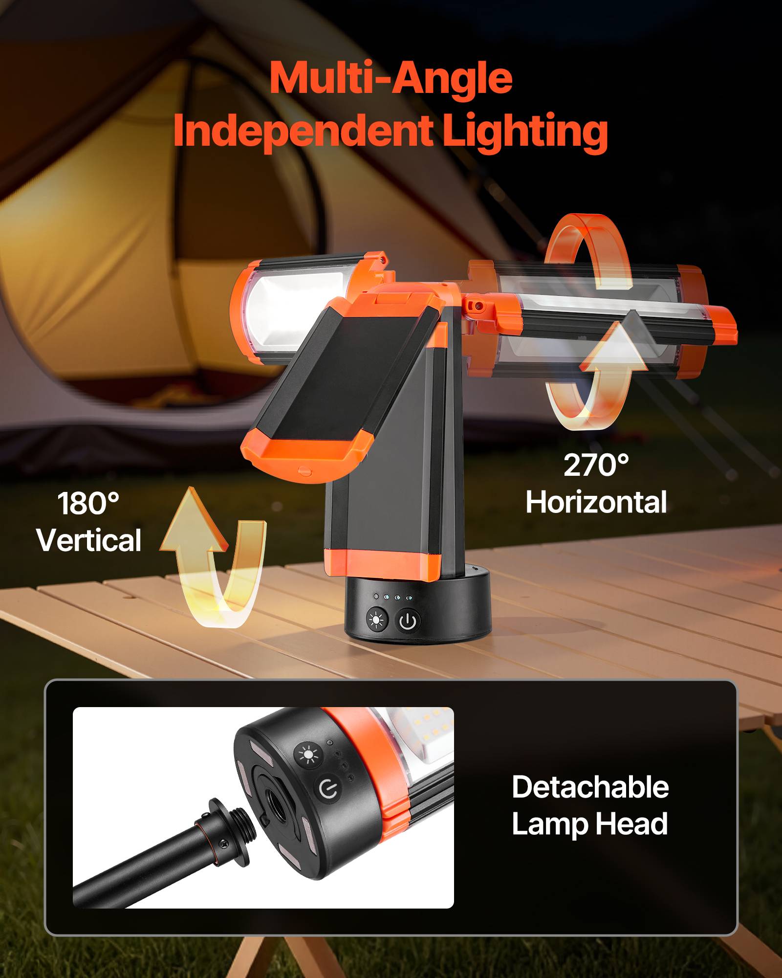 VEVOR Projecteur LED sur trépied amovible rechargeable sans fil 6 Ah 2200 LM - Image 3