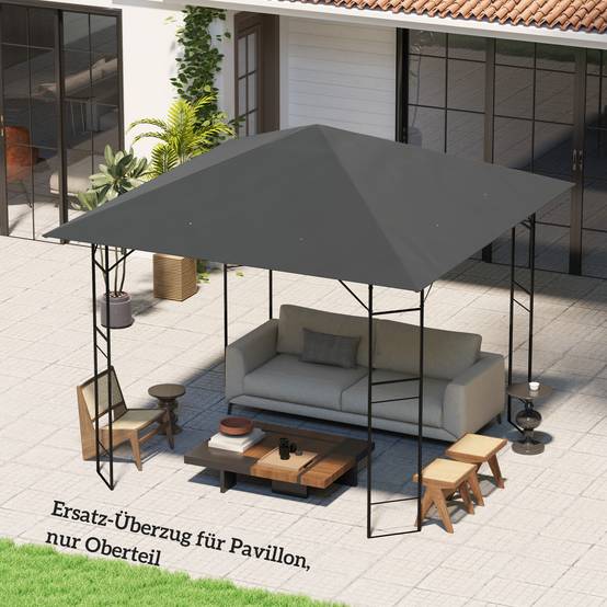 Toit de rechange pour tonnelle polyester gris 298 x 298 x 1 cm - PANGIVO - Image 4