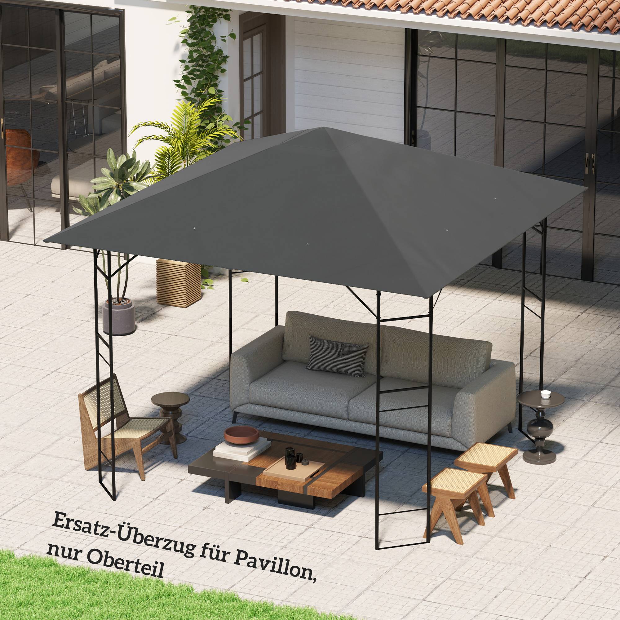 Toit de rechange pour tonnelle polyester gris 298 x 298 x 1 cm — free download