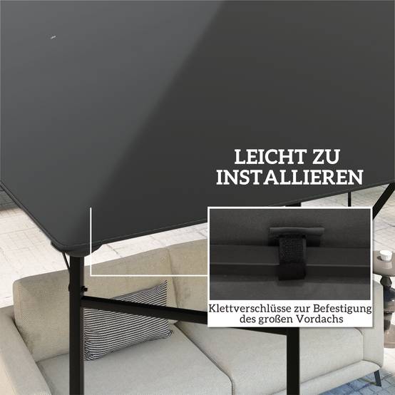 Toit de rechange pour tonnelle polyester gris 298 x 298 x 1 cm - PANGIVO - Image 7