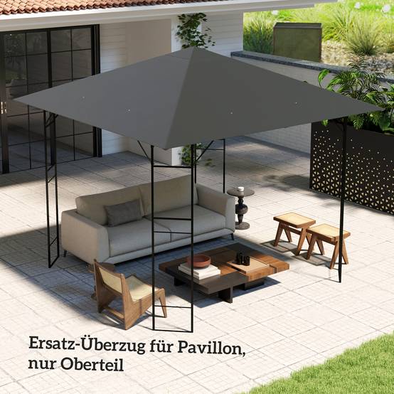 Toit de rechange pour tonnelle polyester gris 298 x 298 x 1 cm - PANGIVO - Image 9
