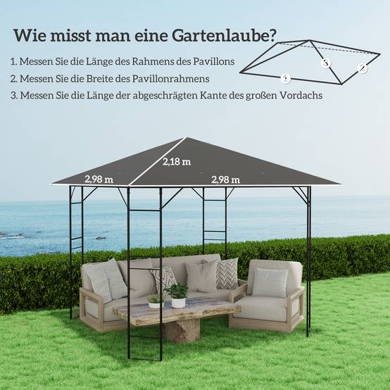 Toit de rechange pour tonnelle polyester gris 298 x 298 x 1 cm - PANGIVO - Image 5