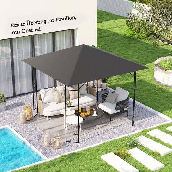 Toit de rechange pour tonnelle polyester gris 298 x 298 x 1 cm - PANGIVO - Image 3