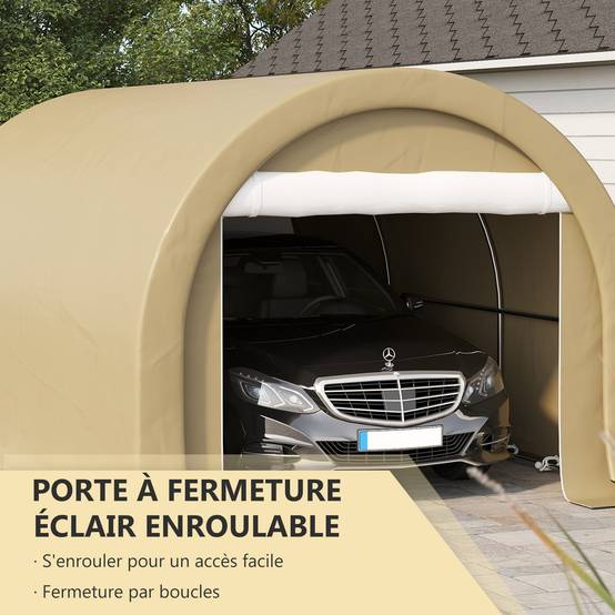 Tente de garage acier polyéthylène abri véhicules anti-UV imperméable 5x3m beige - ComfortXL Outdoor Living - Image 8