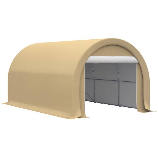 Tente de garage acier polyéthylène abri véhicules anti-UV imperméable 5x3m beige - ComfortXL Outdoor Living - Image 1