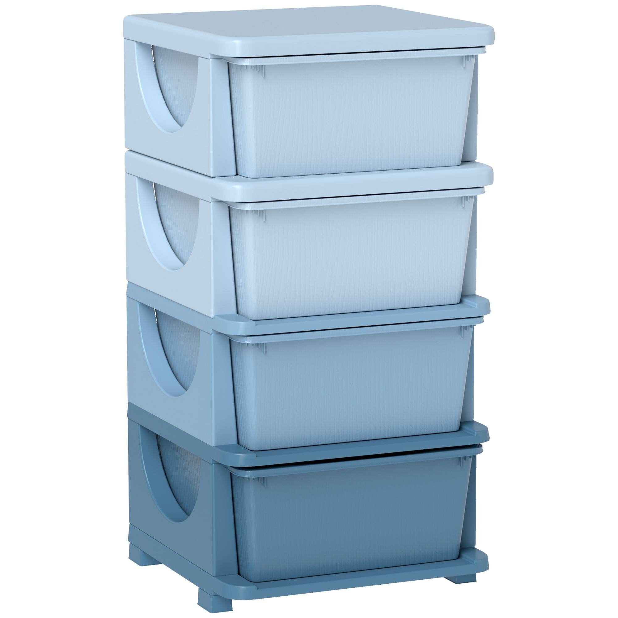 Tour de rangement pour enfants avec 4 tiroirs, pour enfants de 3 ans et plus, bords arrondis et poignées, 37 x 37 x 76 cm, bleue - Image 1