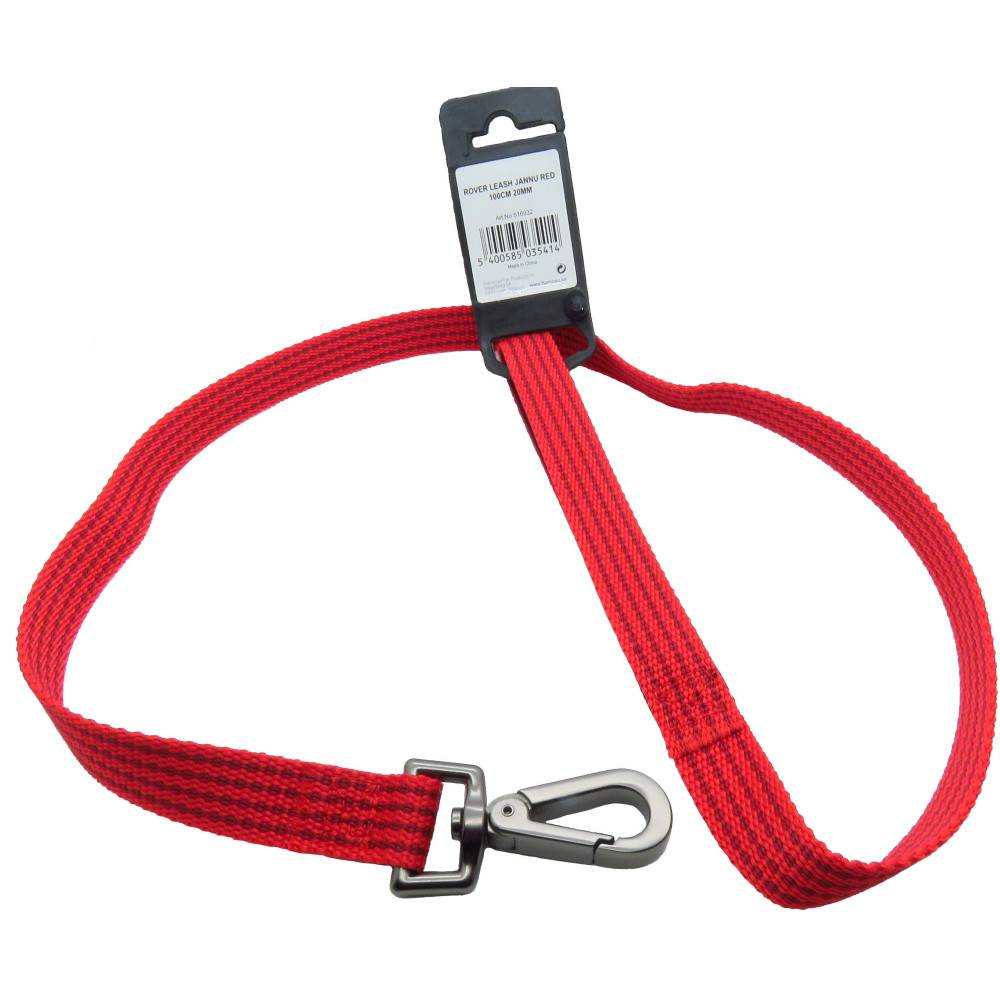 Laisse jannu rouge 1 mètre x 20 mm  pour chien. - Imagen 1