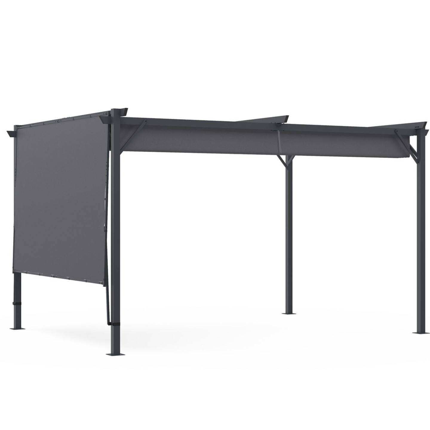 Auvent inclinable et réglable 250 x 150 cm pour pergola toit rétractable gris anthracite - Image 4