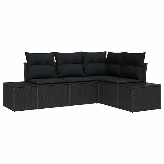 Vidaxl - Ensemble de canapé de jardin avec stockage 4 pcs Noir polyrotin vidaXL 3355712 - Image 2
