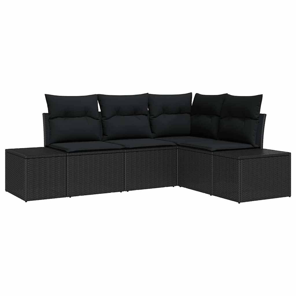 Vidaxl - Ensemble de canapé de jardin avec stockage 4 pcs Noir polyrotin vidaXL 3355712 - Image 2