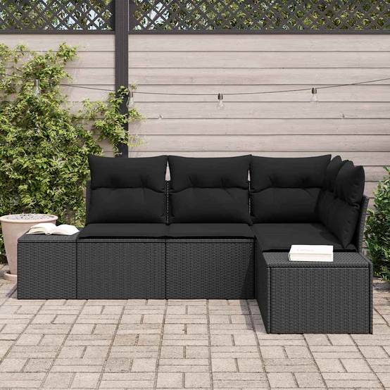 Vidaxl - Ensemble de canapé de jardin avec stockage 4 pcs Noir polyrotin vidaXL 3355712 - Image 4
