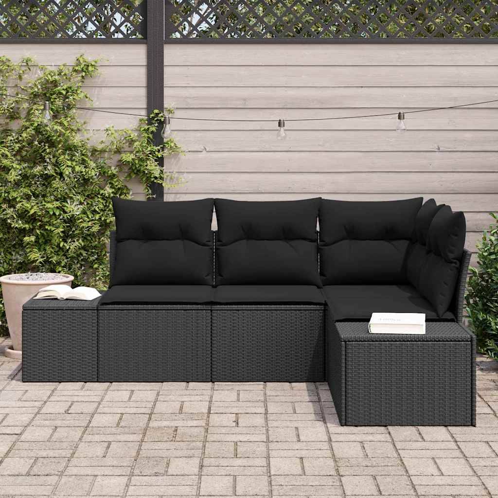 Vidaxl - Ensemble de canapé de jardin avec stockage 4 pcs Noir polyrotin vidaXL 3355712 - Image 4