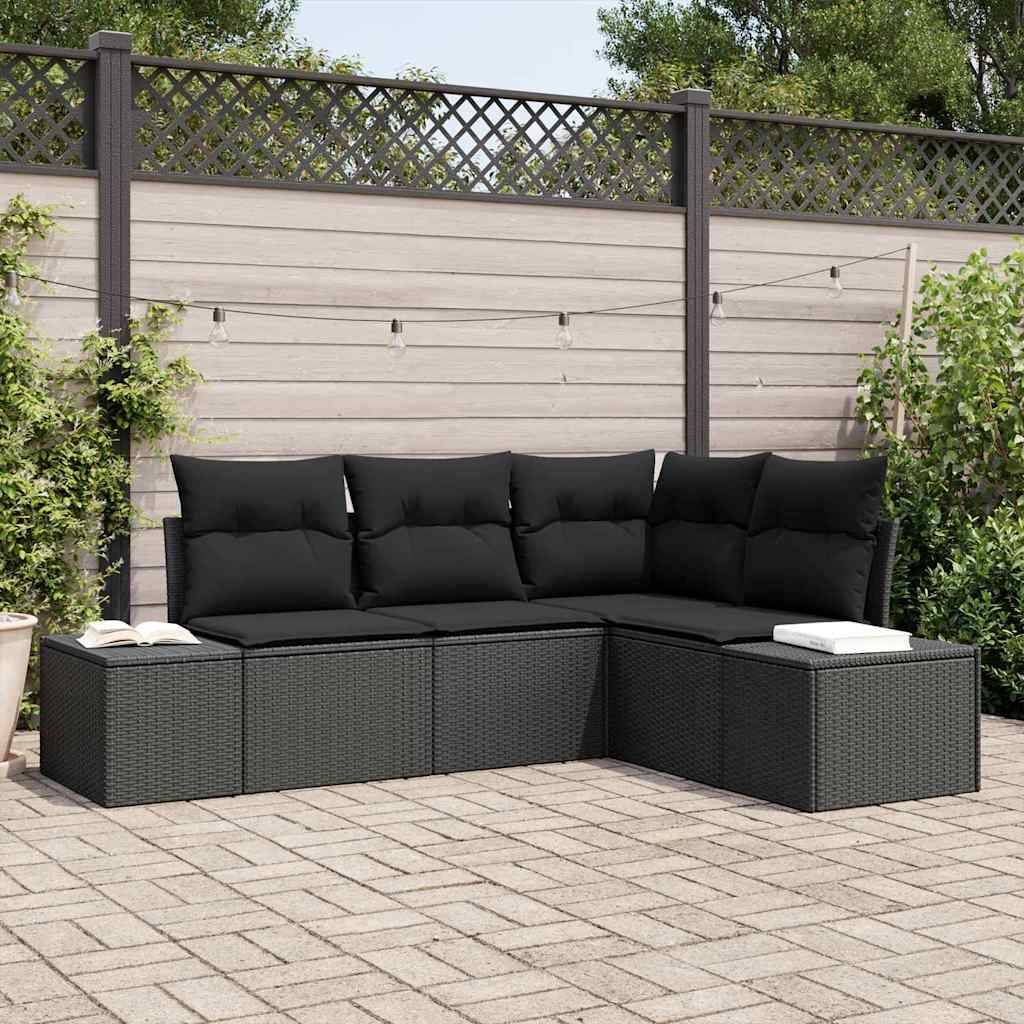 Vidaxl - Ensemble de canapé de jardin avec stockage 4 pcs Noir polyrotin vidaXL 3355712 - Image 1