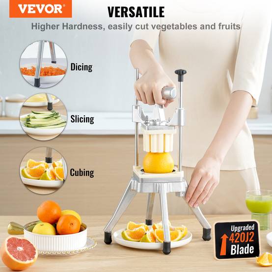 Vevor - VEVOR Coupe-frites manuel, 4 lames inox 12.7/6.4/9.5mm, coupeur 6 quartiers, cuisine, restaurant. - Image 2