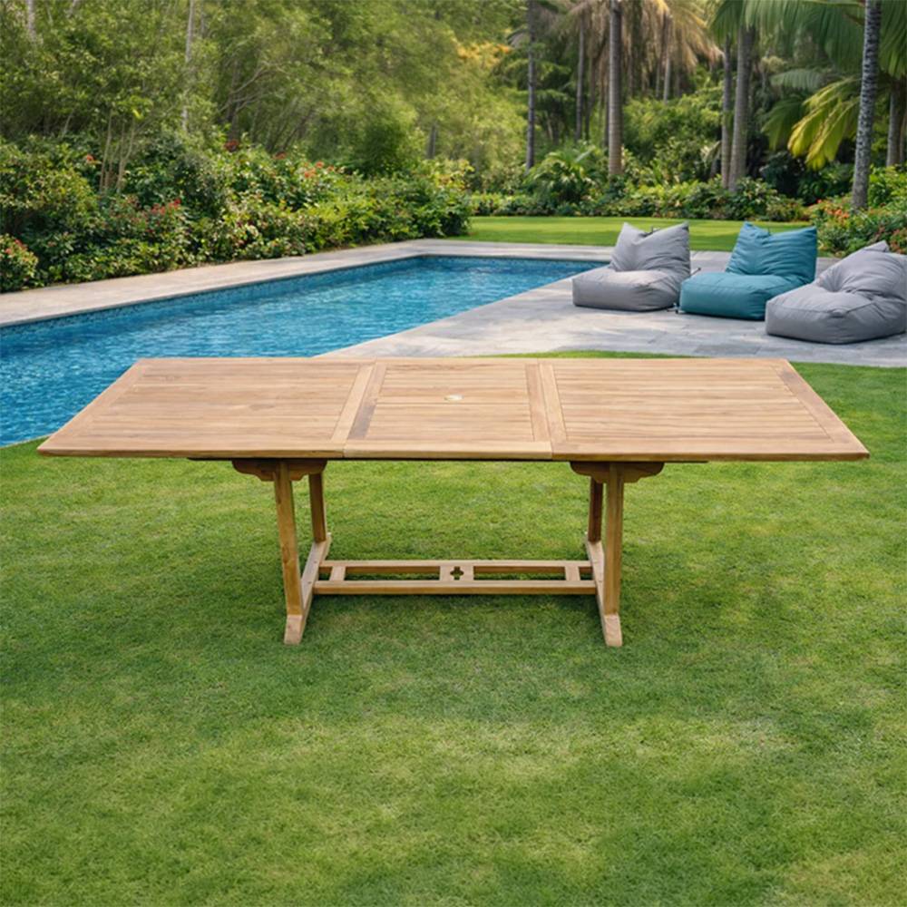 table de jardin rectangle en teck brut 10 places KAJANG - Image 2