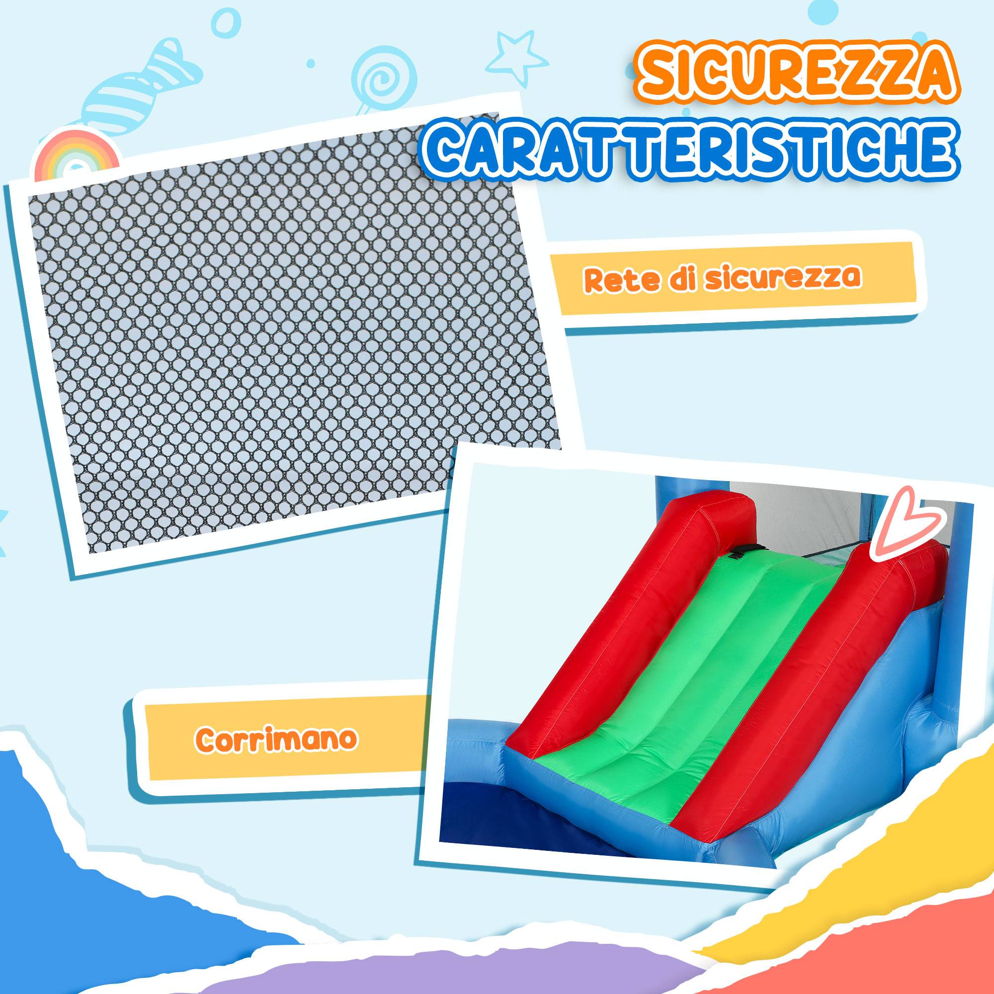 Château gonflable 4 en 1 : trampoline avec toboggan, 415 x 205 x 190 cm, multicolore - Image 8