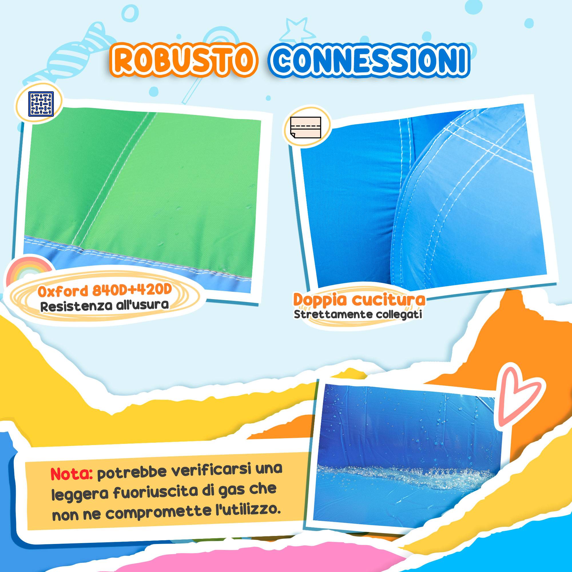 Château gonflable 4 en 1 : trampoline avec toboggan, 415 x 205 x 190 cm, multicolore - Image 7