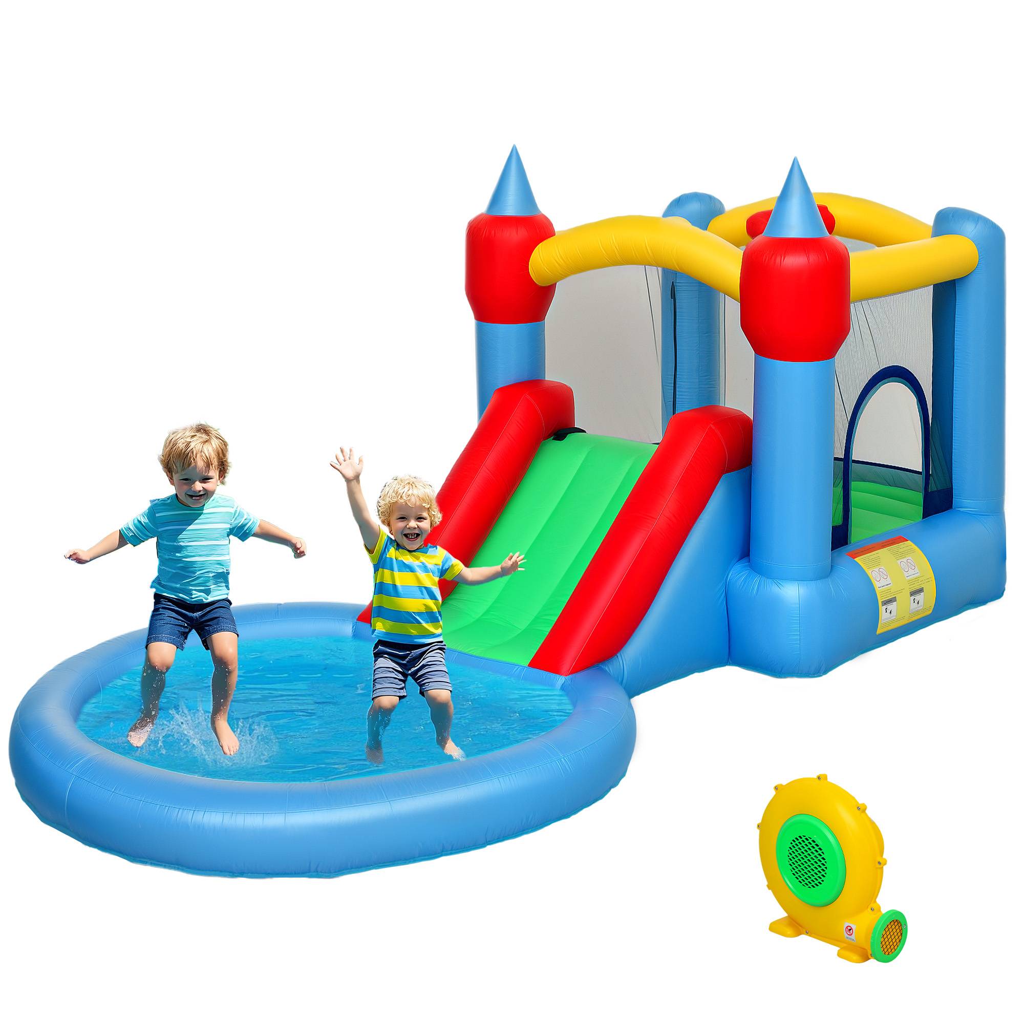 Château gonflable 4 en 1 : trampoline avec toboggan, 415 x 205 x 190 cm, multicolore - Image 2