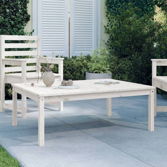 Table de jardin bois massif pin blanc 121 x 82,5 x 45 cm - PANGIVO - Image 1