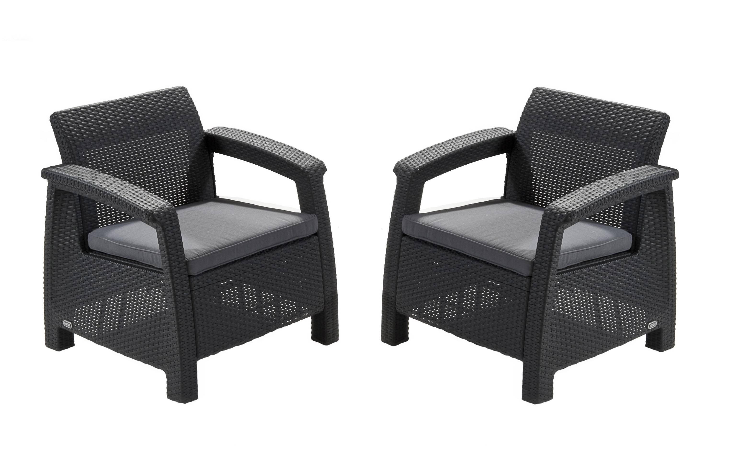 Keter - Salon de jardin 4 places et table basse Corfu - Anthracite - KETER - Image 2