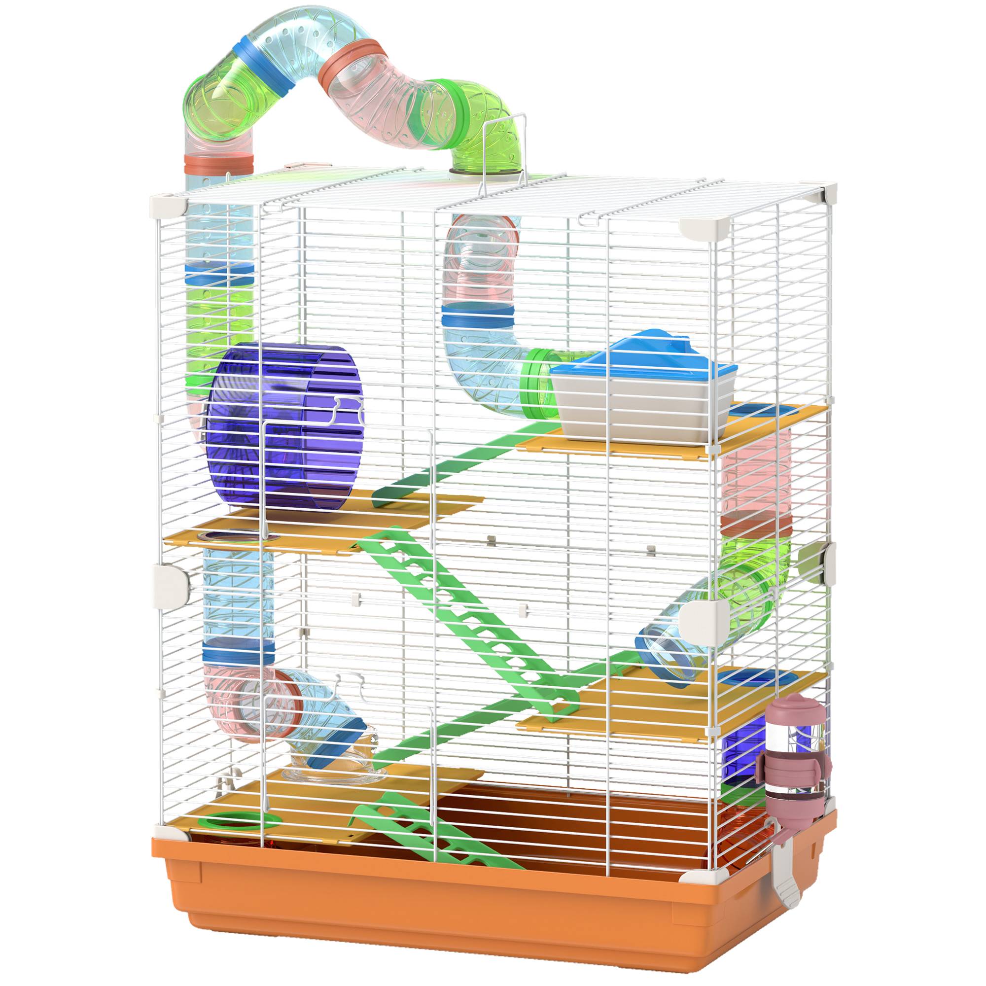 Cage rongeurs métal 5 niveaux tubes ludiques poignée transport 46x30x58cm - ComfortXL Outdoor Living - Image 2