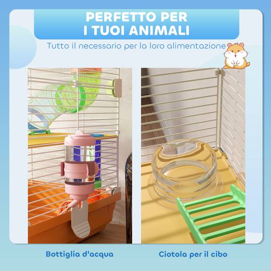 Cage rongeurs métal 5 niveaux tubes ludiques poignée transport 46x30x58cm - ComfortXL Outdoor Living - Image 7