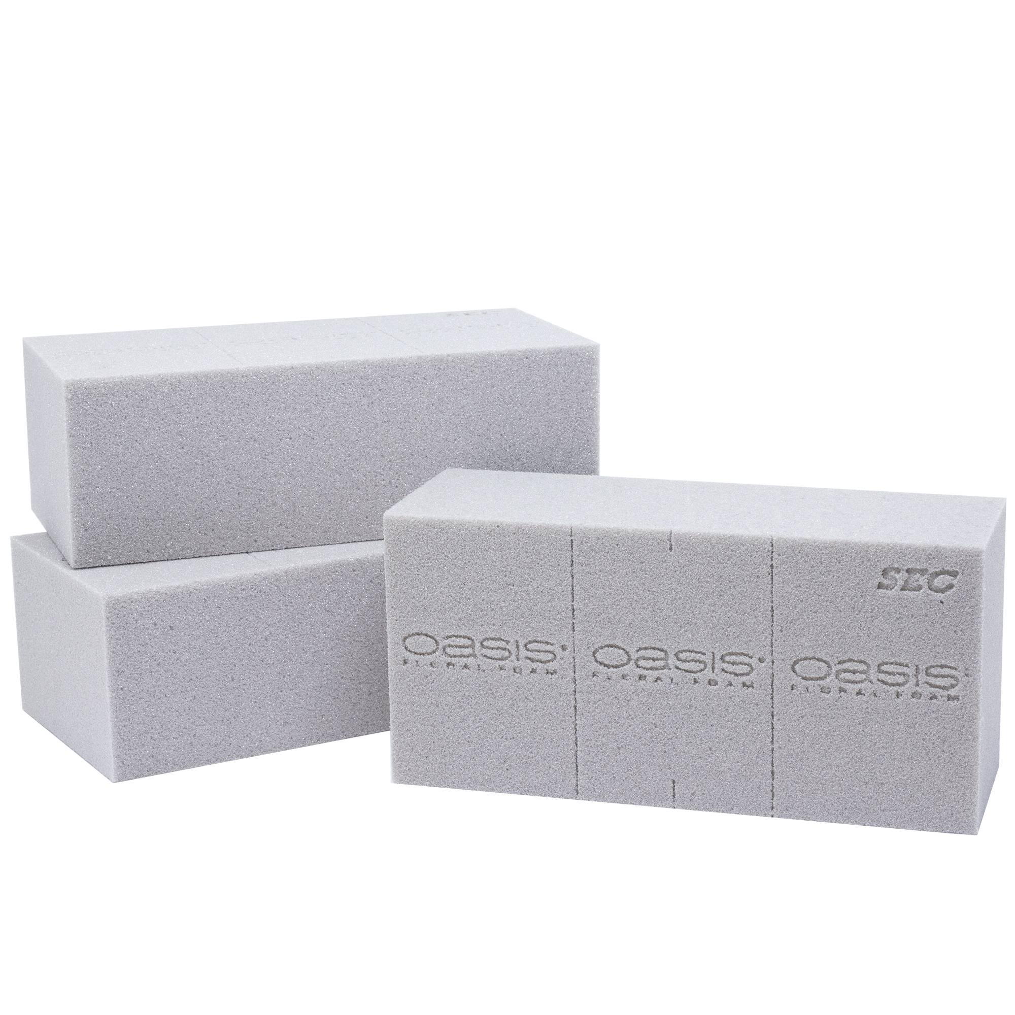 3x OASIS® SEC mousse de piquage pour arrangements de fleurs séchées - 23 x 11 x 7,5 cm - pour mariage, anniversaire, église, en forme de brique - Image 1