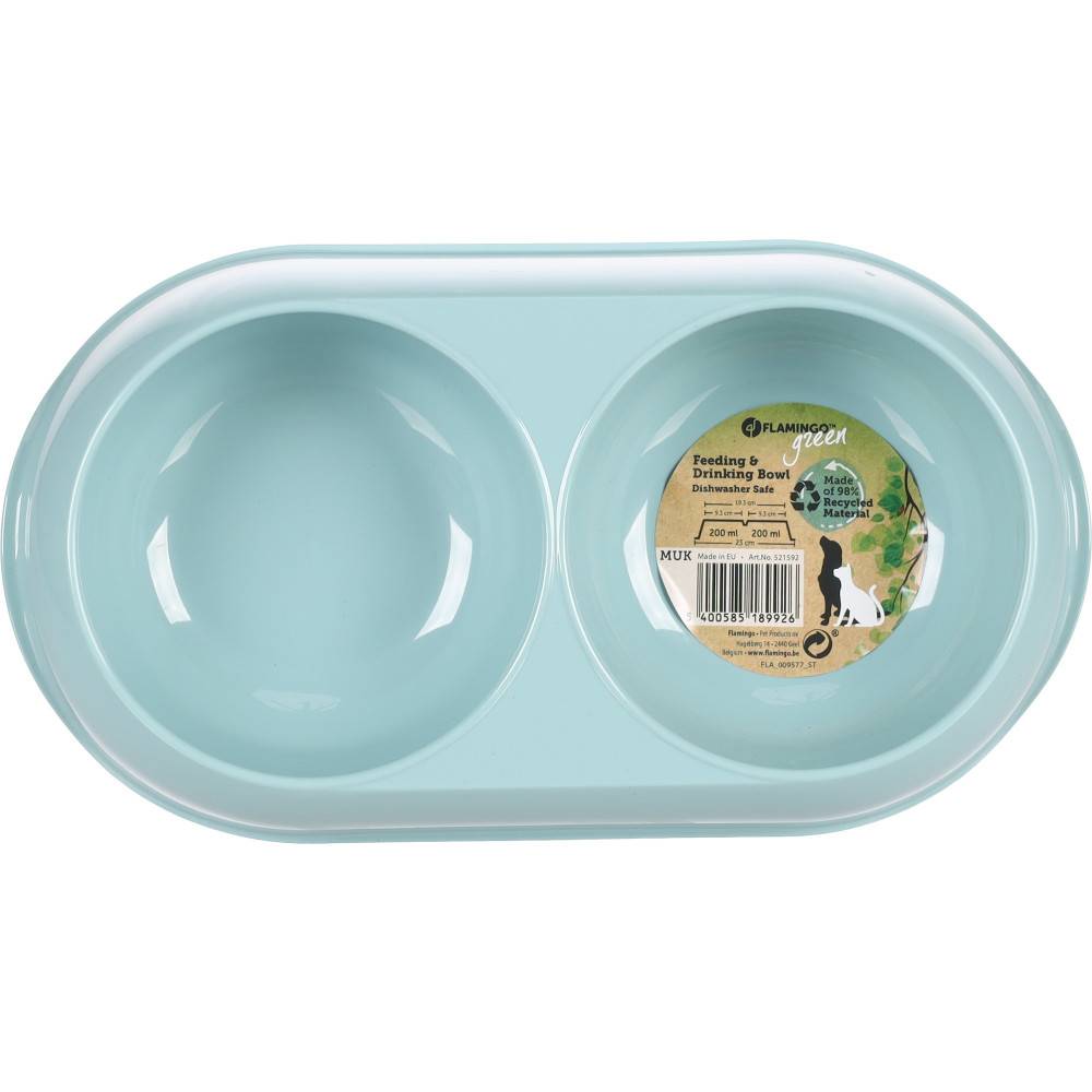 Gamelle double en plastique recyclé MUK 2 x 200 ml pour chien et chat. - Image 4