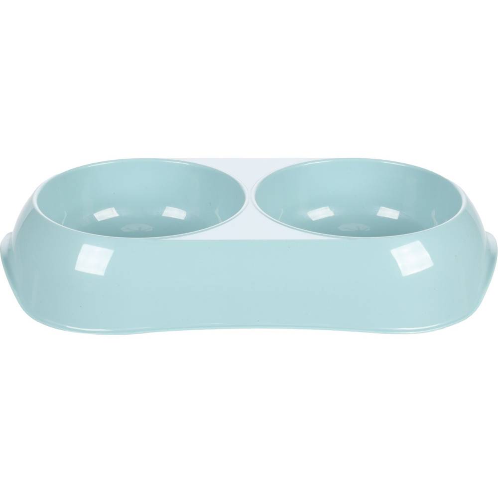 Gamelle double en plastique recyclé MUK 2 x 200 ml pour chien et chat. - Image 1