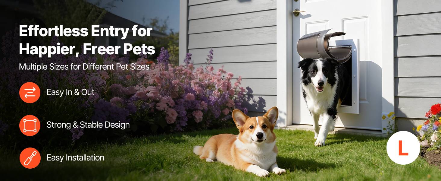 VEVOR Porte pour Chien Chatière à Triple Rabat Magnétique Cadre Métal Taille L - Image 9