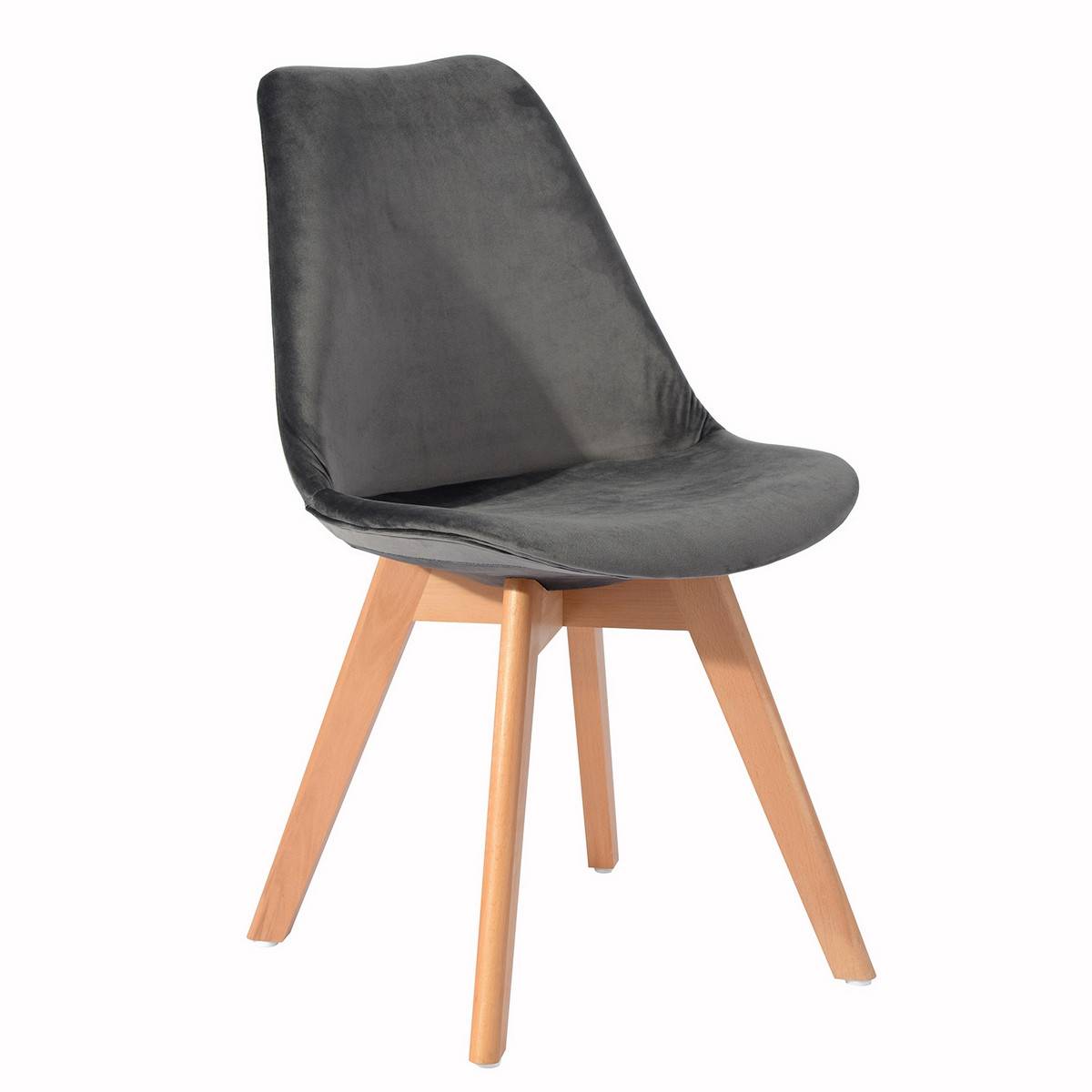 ALTOBUY - Lot de 4 Chaises Velours Grises - FULVIO - Image 3