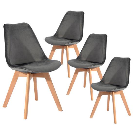 ALTOBUY - Lot de 4 Chaises Velours Grises - FULVIO - Image 1