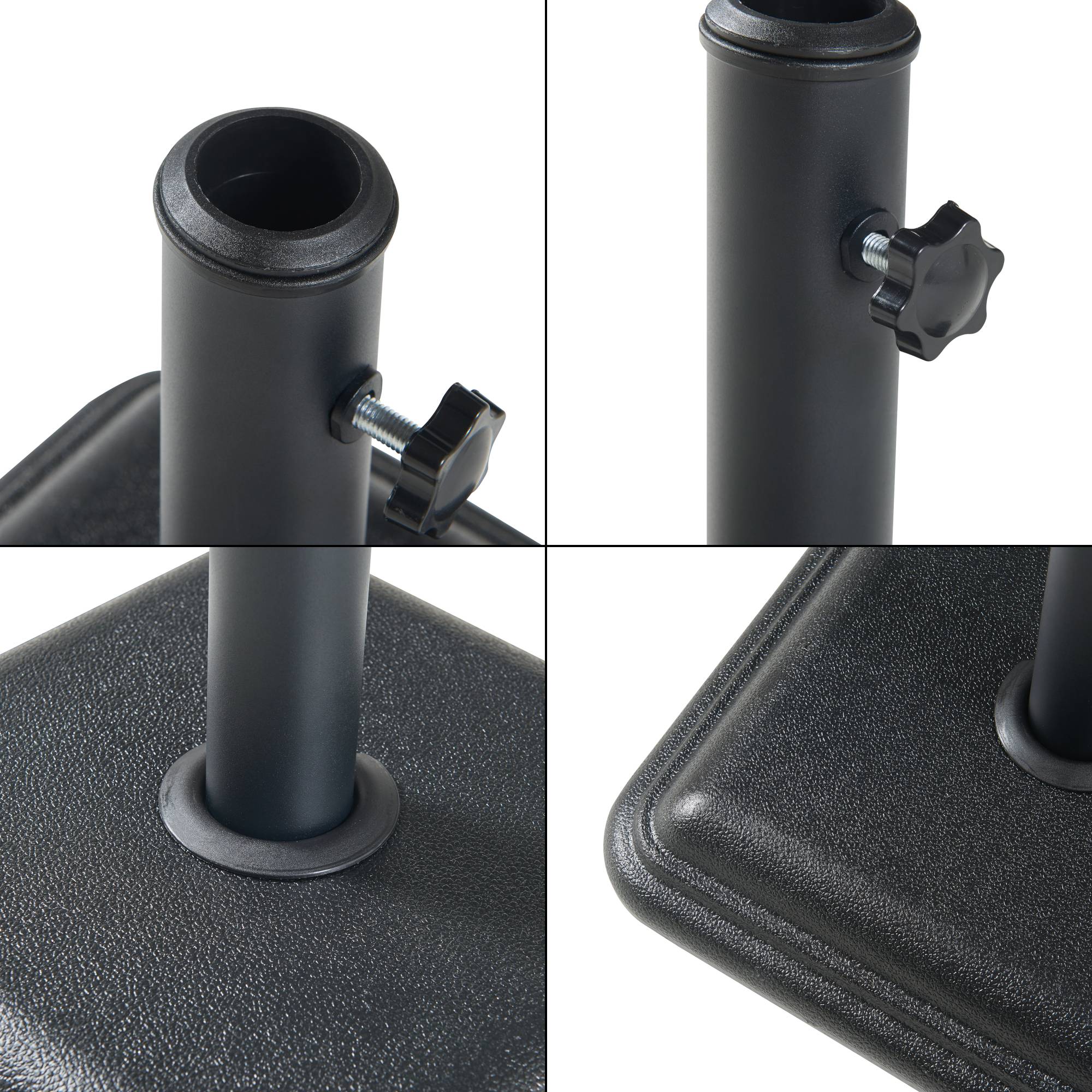 Casa.Pro - Pied de parasol Biccari avec adaptateurs 33 37 41 48 mm béton 35 x 35 x 6 cm noir casa.pro - Imagen 5