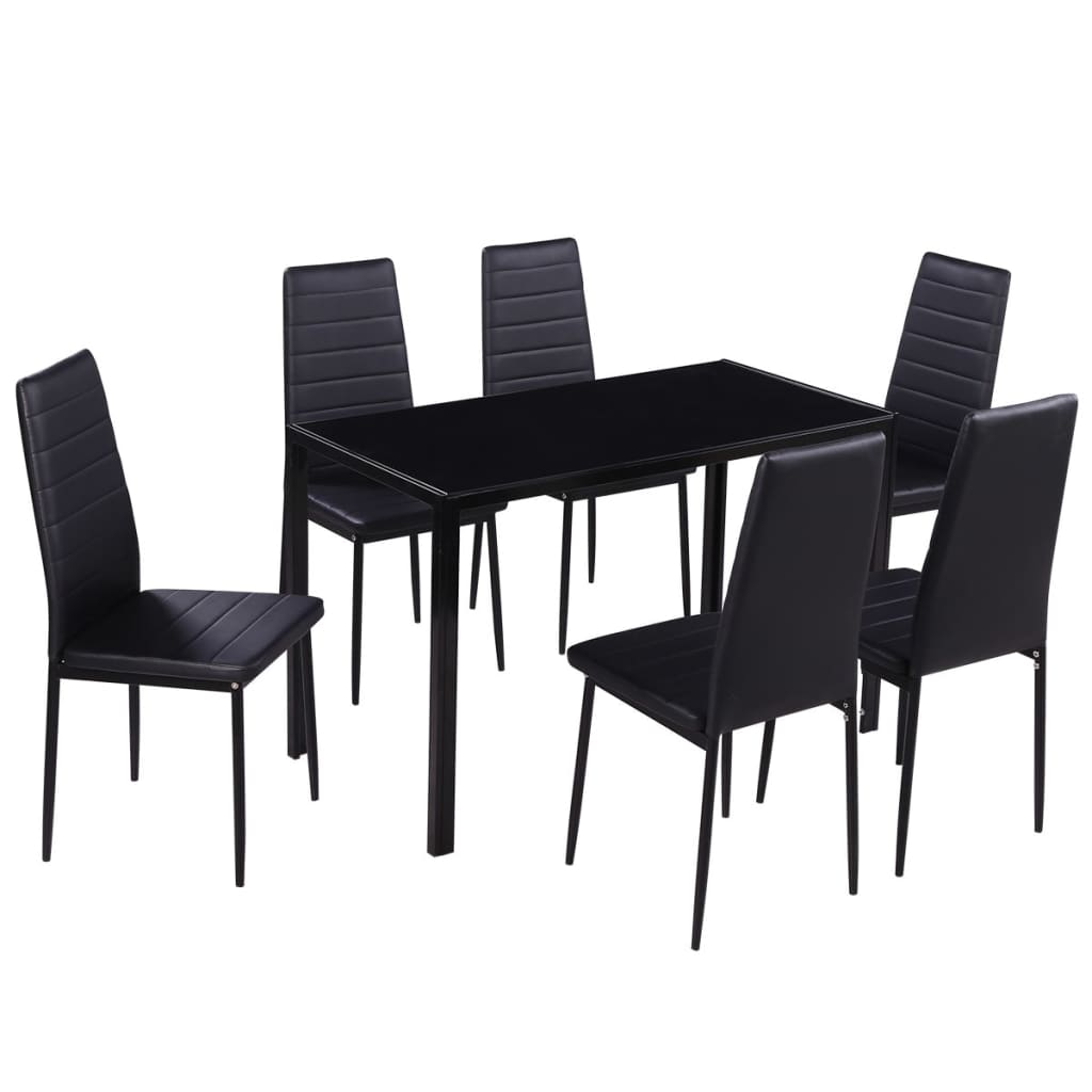 Vidaxl - Ensemble de table à manger sept pièces noir - vidaXL - Imagen 1