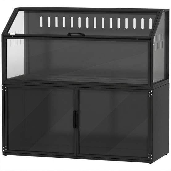 Cage pour rongeur acier et acrylique noir 104 x 41 x 102 cm - PANGIVO - Image 2