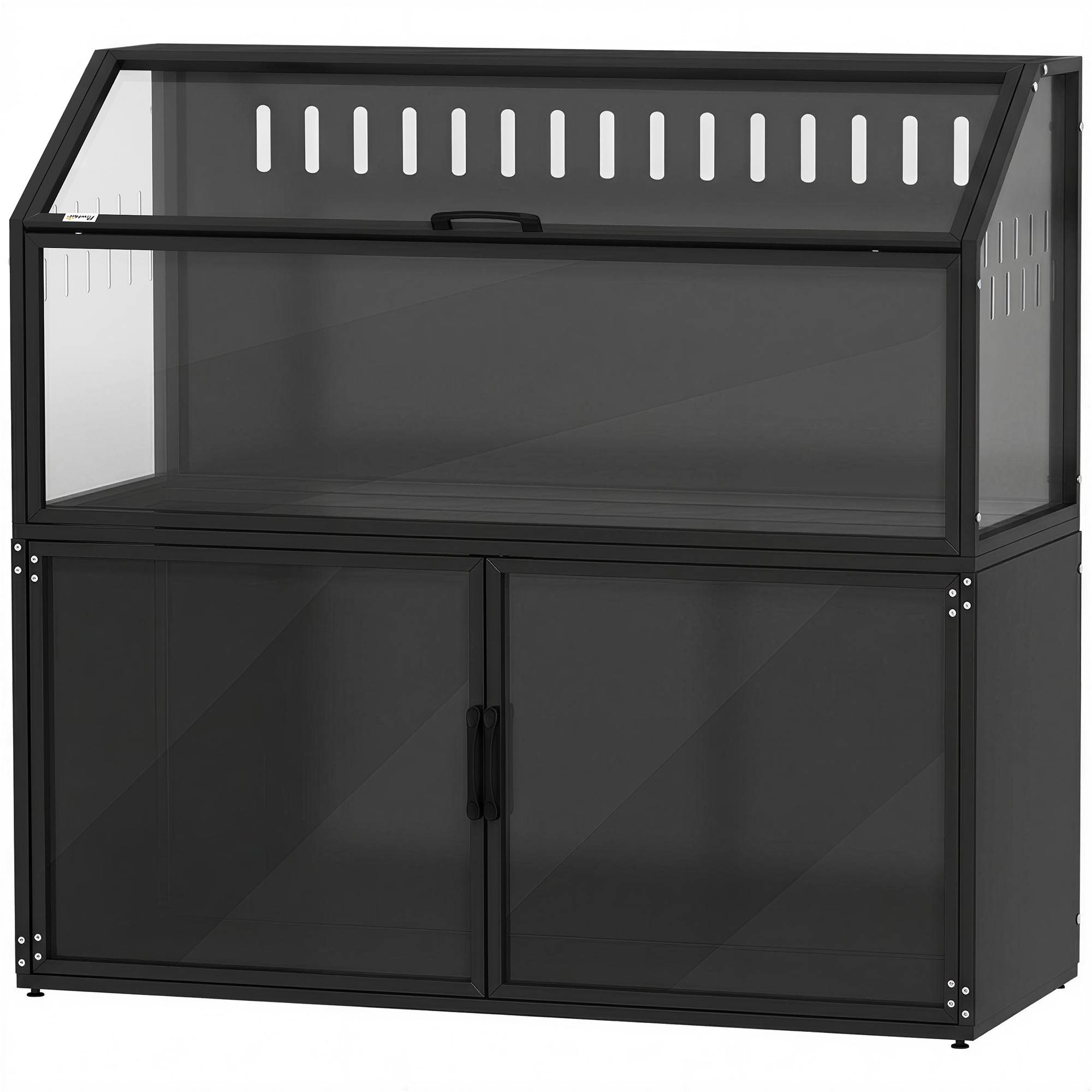 Cage pour rongeur acier et acrylique noir 104 x 41 x 102 cm - PANGIVO - Image 2