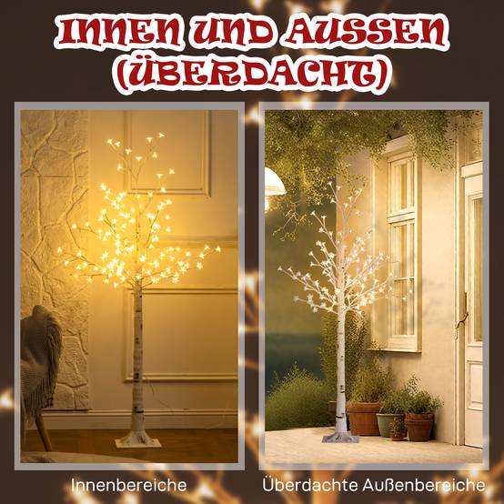 ComfortXL - Arbre lumineux LED en plastique blanc 150 cm pour intérieur et extérieur couvert 120 LED blanc chaud dimmables - Image 7