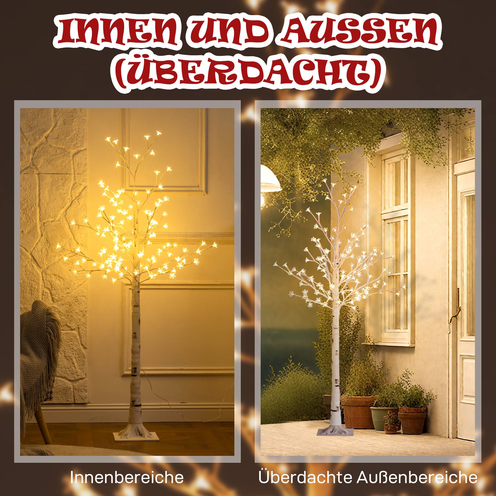 ComfortXL - Arbre lumineux LED en plastique blanc 150 cm pour intérieur et extérieur couvert 120 LED blanc chaud dimmables - Image 7