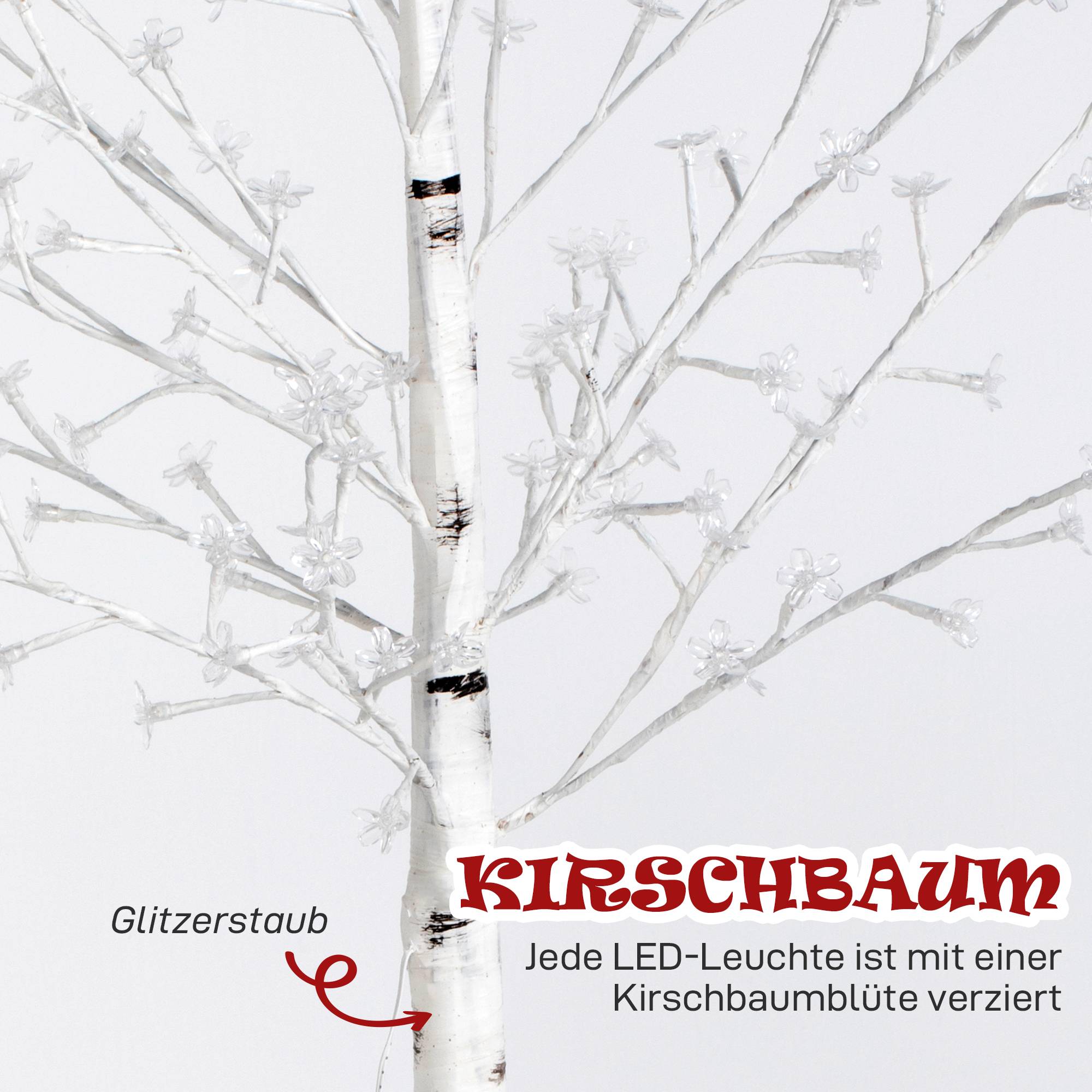 ComfortXL - Arbre lumineux LED en plastique blanc 150 cm pour intérieur et extérieur couvert 120 LED blanc chaud dimmables - Image 5